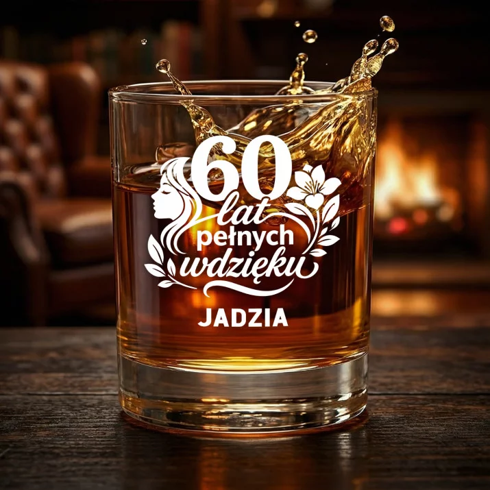 Szklanki Do Whisky z Grawerem Na 60 Urodziny Prezent Dla 60 Latki Kobiety: 60 Lat Pełnych Wdzięku Szklanki Do Whisky z Grawerem Na 60 Urodziny Prezent Dla 60 Latki Kobiety: 60 Lat Pełnych Wdzięku