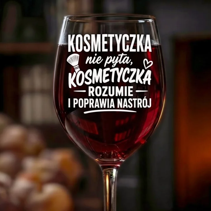 Kieliszek Do Wina Dla Kosmetyczki Prezent Dla Kobiety: Kosmetyczka Rozumie - Grawer Kieliszek Do Wina Dla Kosmetyczki Prezent Dla Kobiety: Kosmetyczka Rozumie - Grawer