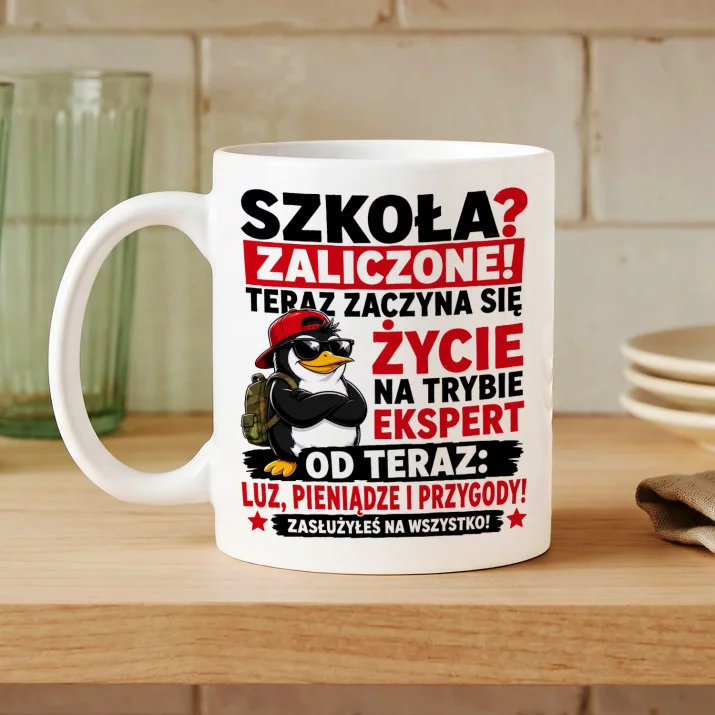 Kubek Z Nadrukiem Na Zakończenie Szkoły Prezent Dla Mężczyzny: Zaliczone Kubek Z Nadrukiem Na Zakończenie Szkoły Prezent Dla Mężczyzny: Zaliczone
