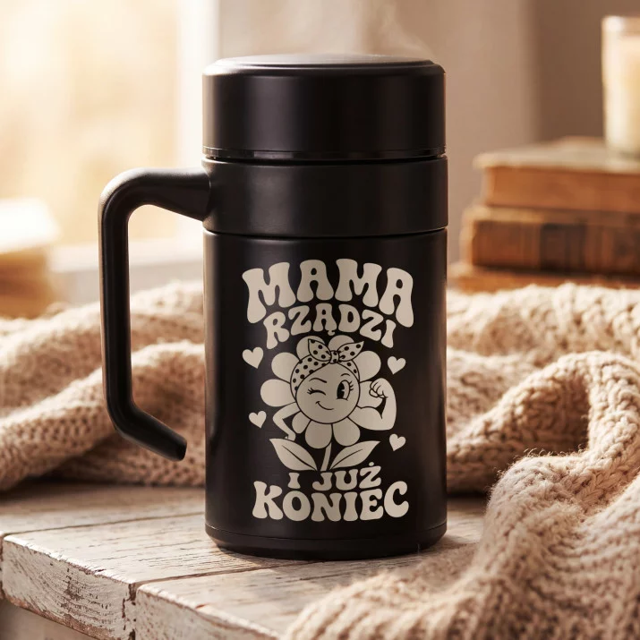 Kubek Termiczny Z Grawerem Na Dzień Mamy Prezent Dla Mamy Kobiety: Mama Rządzi - Koniec