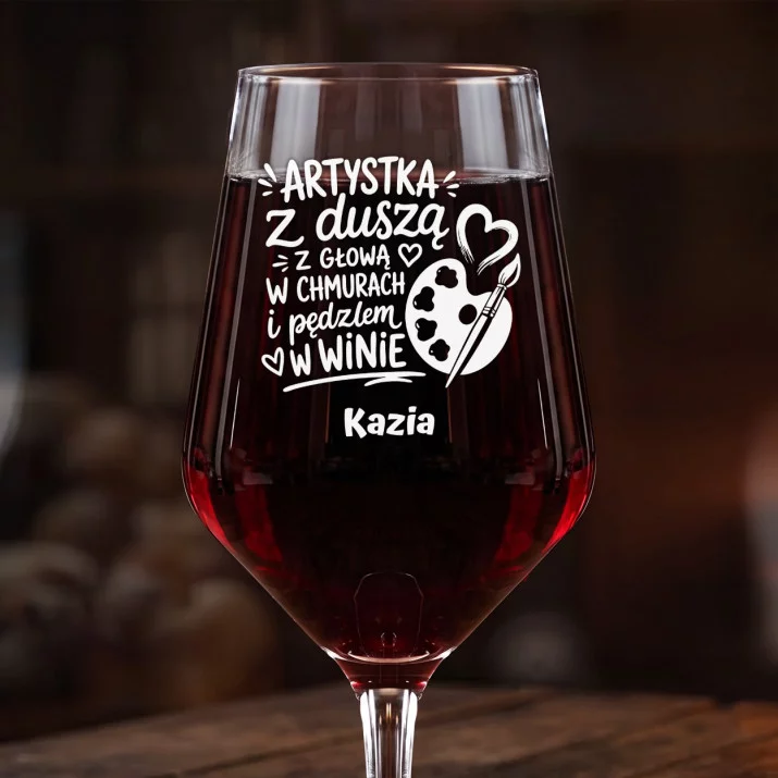 Mega Kieliszek Do Wina z Grawerem Dla Artystycznej Duszy Prezent Dla Kobiety: Artystka Z Duszą Mega Kieliszek Do Wina z Grawerem Dla Artystycznej Duszy Prezent Dla Kobiety: Artystka Z Duszą