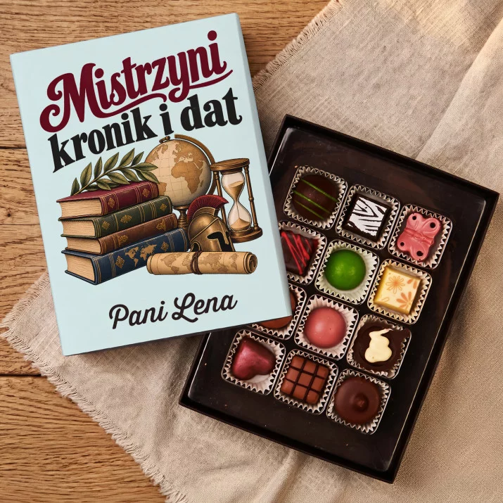 Praliny z Belgijskiej Czekolady Dla Nauczycielki Historii Prezent Na Dzień Nauczyciela Dla Kobiety: Mistrzyni Kronik I Dat Praliny z Belgijskiej Czekolady Dla Nauczycielki Historii Prezent Na Dzień Nauczyciela Dla Kobiety: Mistrzyni Kronik I Dat