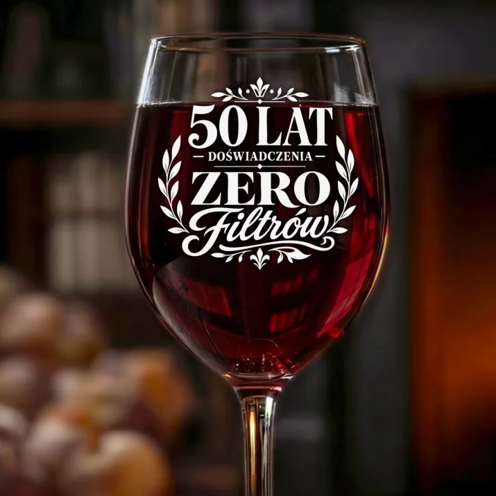 Kieliszek Do Wina Dla 50 Latka Prezent Na 50 Urodziny Dla Mężczyzny: 50 Lat Zero Filtrów