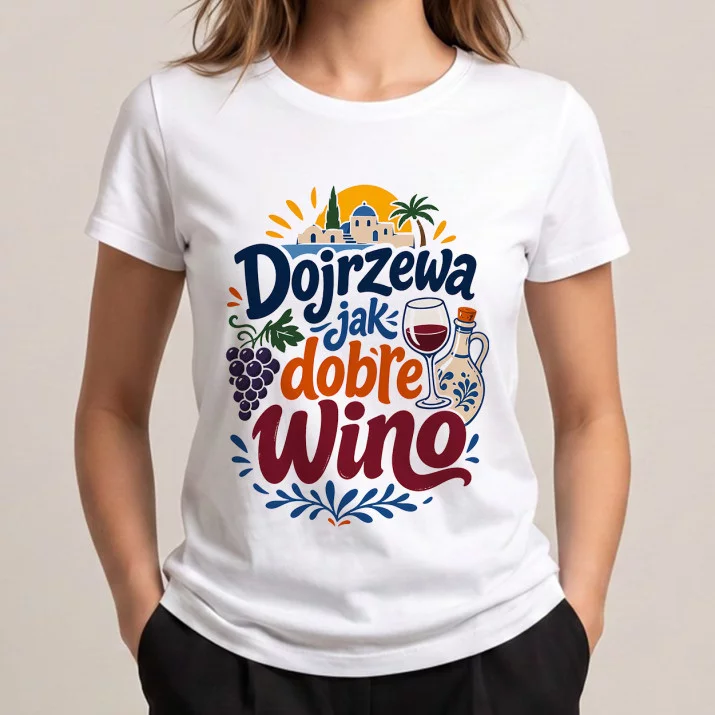 Koszulka Damska Biała Na Czterdziestkę Prezent Dla Kobiety: Śródziemnomorski Retro Urok