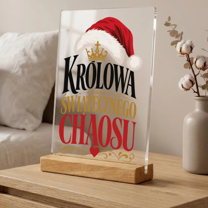 Druk Na Szkle Na Święta Bożego Narodzenia Prezent Dla Kobiety: Królowa Świątecznego Chaosu Druk Na Szkle Na Święta Bożego Narodzenia Prezent Dla Kobiety: Królowa Świątecznego Chaosu