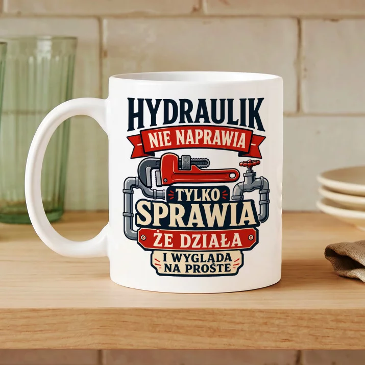 Kubek Z Nadrukiem Dla Hydraulika Prezent Dla Mężczyzny: Hydraulik Sprawia, Że Działa Kubek Z Nadrukiem Dla Hydraulika Prezent Dla Mężczyzny: Hydraulik Sprawia, Że Działa