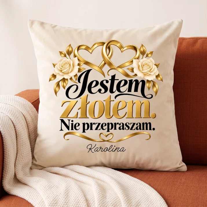 Poduszka Dekoracyjna Na 50 Rocznicę Ślubu Prezent Dla Kobiety: Jestem Złotem. Nie
