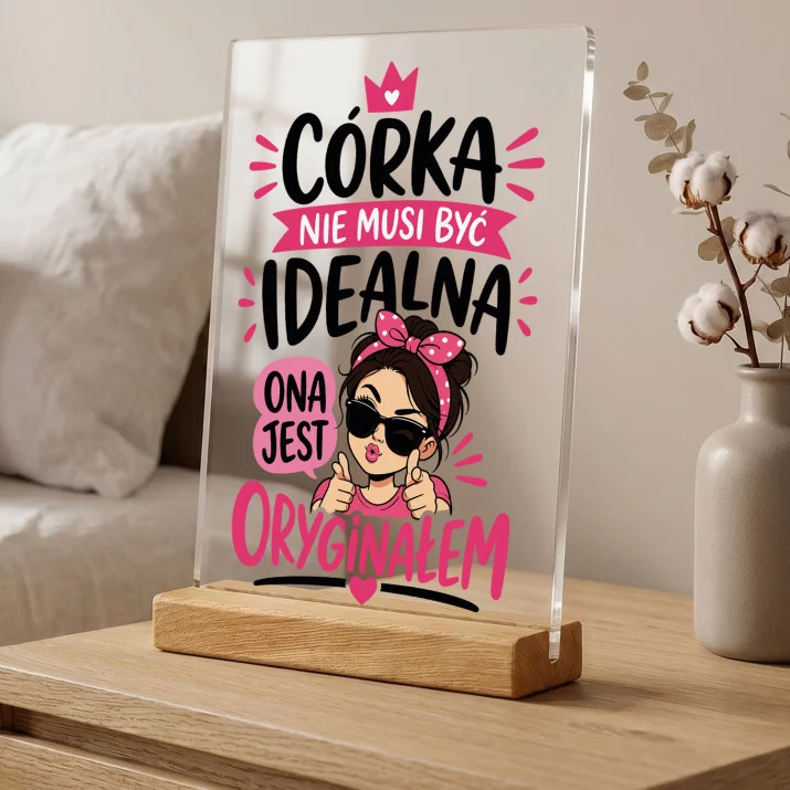 Druk Na Szkle Dla Córki Prezent Dla Kobiety: Córka Jest Oryginałem Druk Na Szkle Dla Córki Prezent Dla Kobiety: Córka Jest Oryginałem