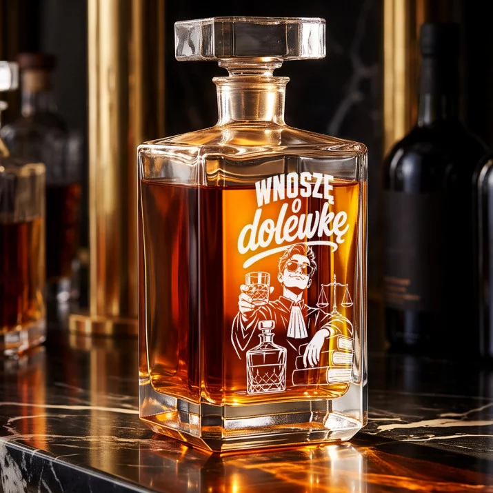 Karafka Do Whisky z Grawerem Dla Studenta Prawa Prezent: Wnoszę O Dolewkę Karafka Do Whisky z Grawerem Dla Studenta Prawa Prezent: Wnoszę O Dolewkę