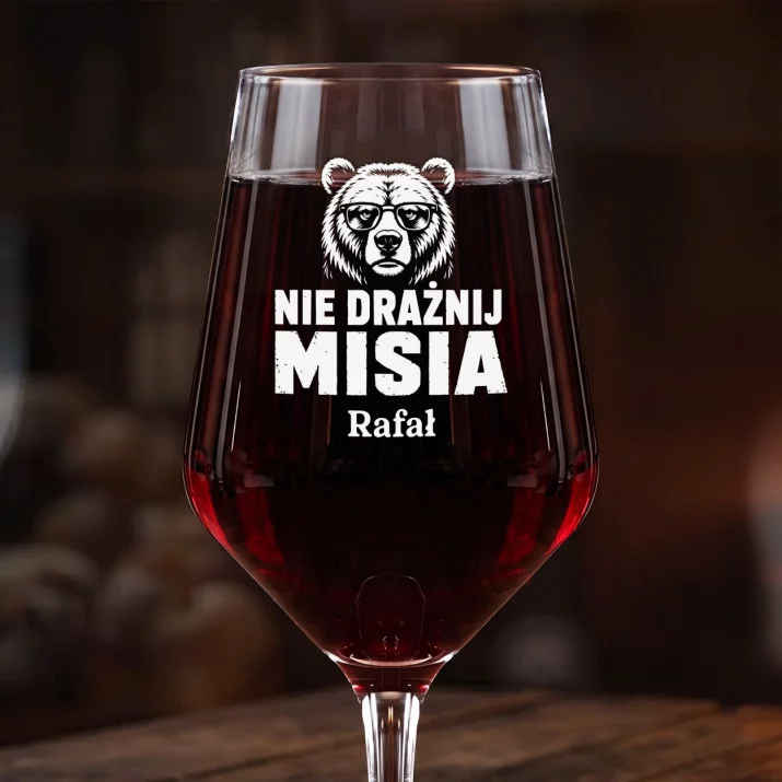 Mega Kieliszek Do Wina z Grawerem Dla Mężczyzny Prezent Dla Mężczyzny: Nie Drażnij Misia