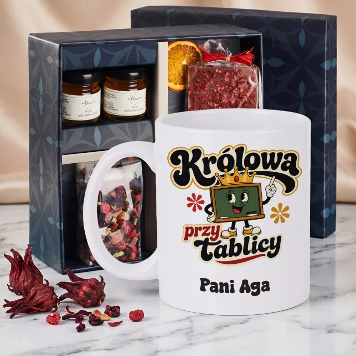 Zestaw Prezenowy z Kubkiem Dla Nauczycielki Na Dzień Nauczyciela Dla Kobiety: Królowa Przy Tablicy
