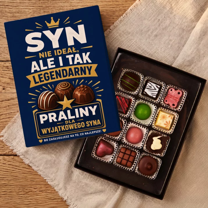 Czekoladki Dla Syna Prezent Dla Mężczyzny: Legendarny Syn – Praliny Czekoladki Dla Syna Prezent Dla Mężczyzny: Legendarny Syn – Praliny