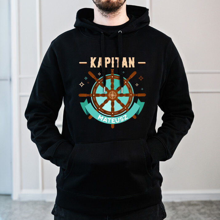 Kapitan - Bluza męska czarna z kapturem