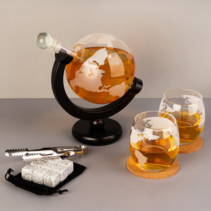 Karafka globus ze szklankami - Zestaw do whisky