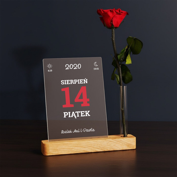 Kartka z kalendarza - Wydruk na szkle akrylowym z różą