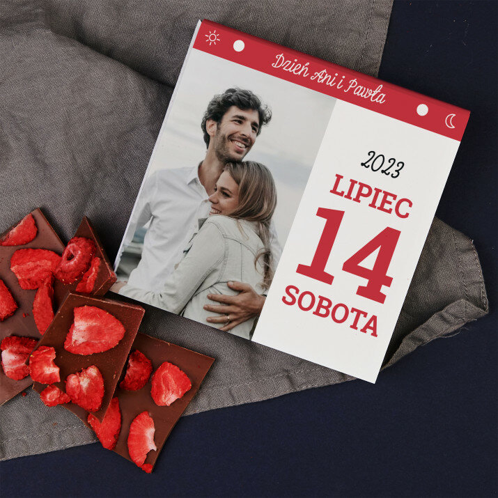 Kartka z kalendarza zdjęcia - Czekolada z truskawkami