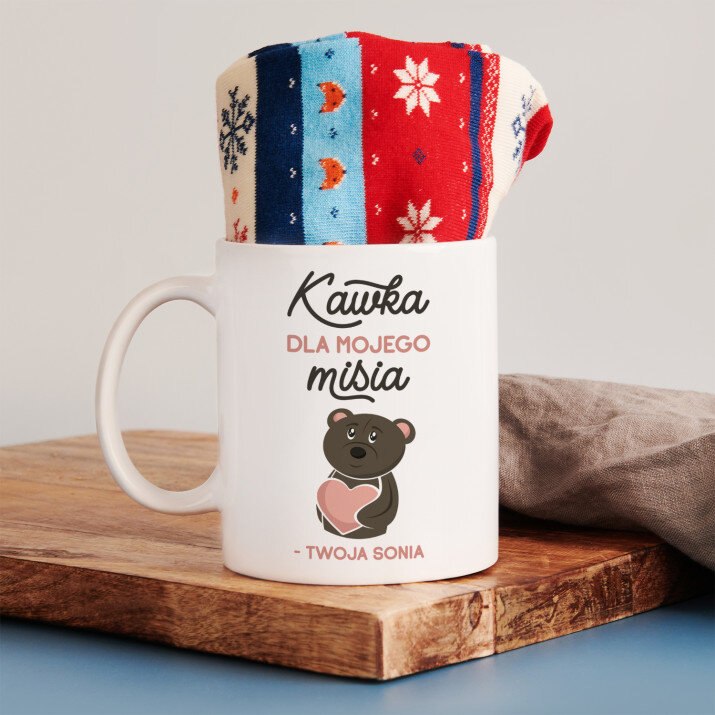 Kawka dla mojego misia - Zimowe skarpetki w kubku