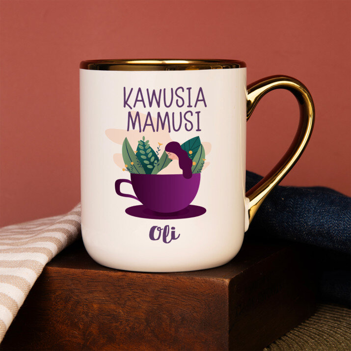Kawusia mamusi - Kubek ceramiczny ze złotym rantem