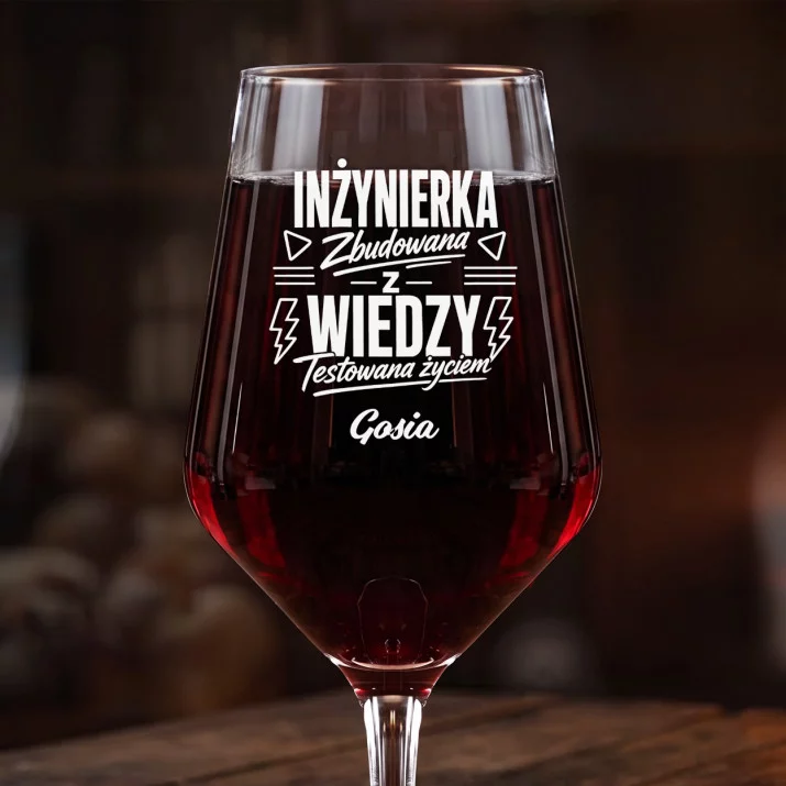 Mega Kieliszek Do Wina z Grawerem Na Obronę Inżyniera Prezent Dla Kobiety: Inżynierka Testowana Mega Kieliszek Do Wina z Grawerem Na Obronę Inżyniera Prezent Dla Kobiety: Inżynierka Testowana