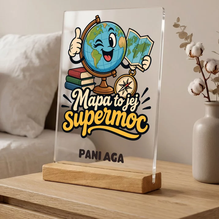 Druk Na Szkle Dla Nauczycielki Geografii Prezent Na Dzień Nauczyciela Dla Kobiety: Mapa To Jej Supermoc