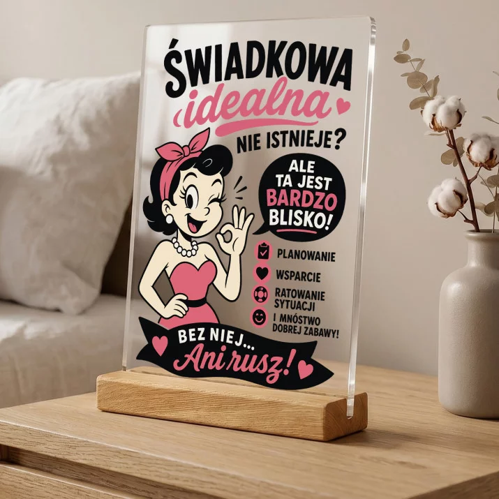 Druk Na Szkle Dla Świadkowej Prezent Dla Kobiety: Świadkowa Idealna Retro