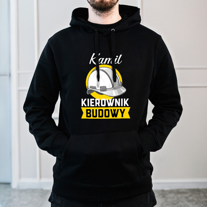 Kierownik budowy - Bluza męska czarna z kapturem