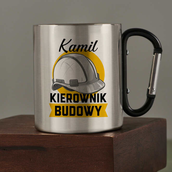 Kierownik budowy - Kubek metalowy z karabińczykiem