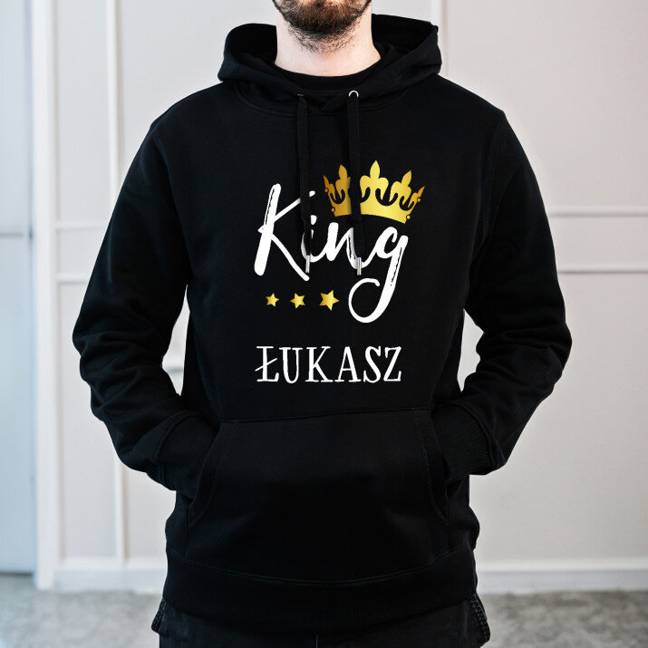 King - Bluza męska czarna z kapturem