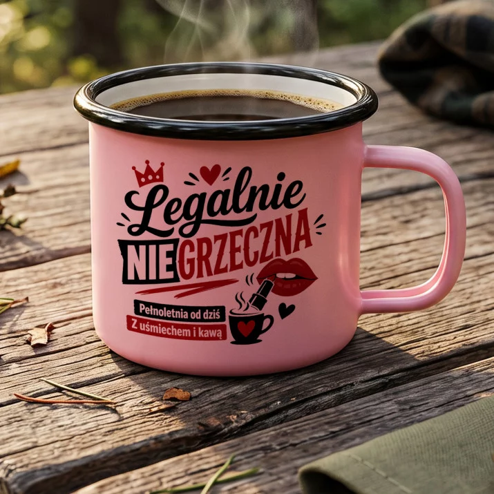 Kubek Emaliowany Na 18 Prezent Dla Kobiety: Pełnoletnia Z Humorem Kubek Emaliowany Na 18 Prezent Dla Kobiety: Pełnoletnia Z Humorem
