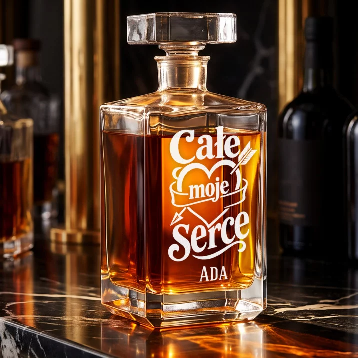 Karafka Do Whisky z Grawerem Dla Ukochanej Prezent Na Walentynki Dla Kobiety: Całe Moje Serce