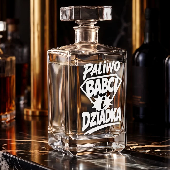 Karafka Do Wódki z Grawerem Na Dzień Babci I Dziadka Przedszkole Prezent: Paliwo Babci I Dziadka
