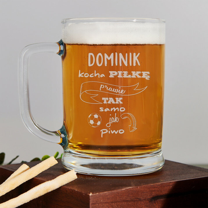 Kocha Piłkę Prawie Jak Piwo - Personalizowany Kufel