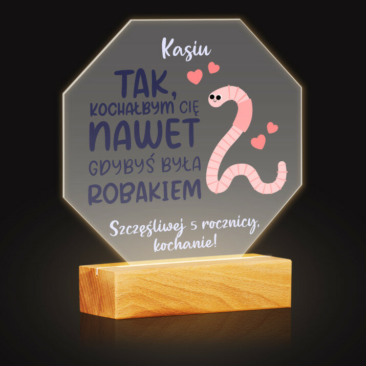 Kochałbym cię - Wydruk na szkle akrylowym led ośmiokąt