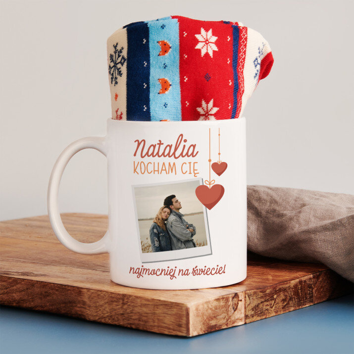 Kocham Cię najmocniej na świecie - Zimowe skarpetki w kubku