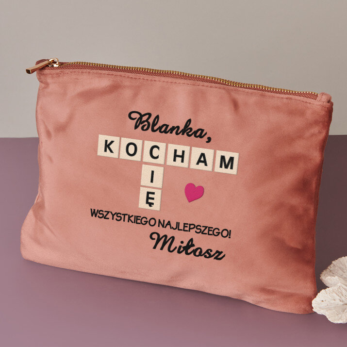 Kocham cię scrabble - Kosmetyczka welurowa