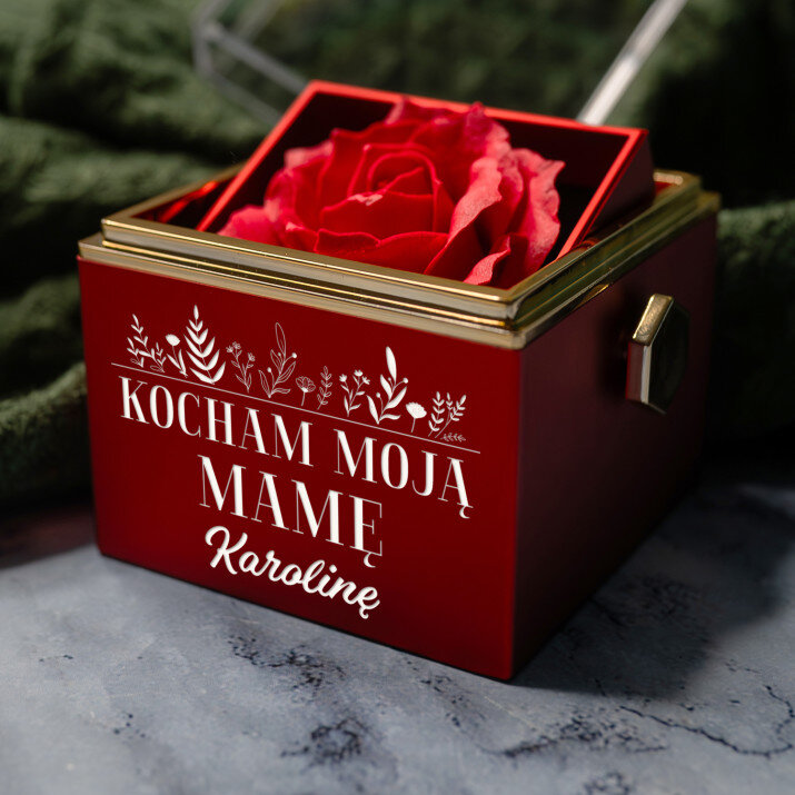 Kocham moją mamę - Pudełko z różą na biżuterię