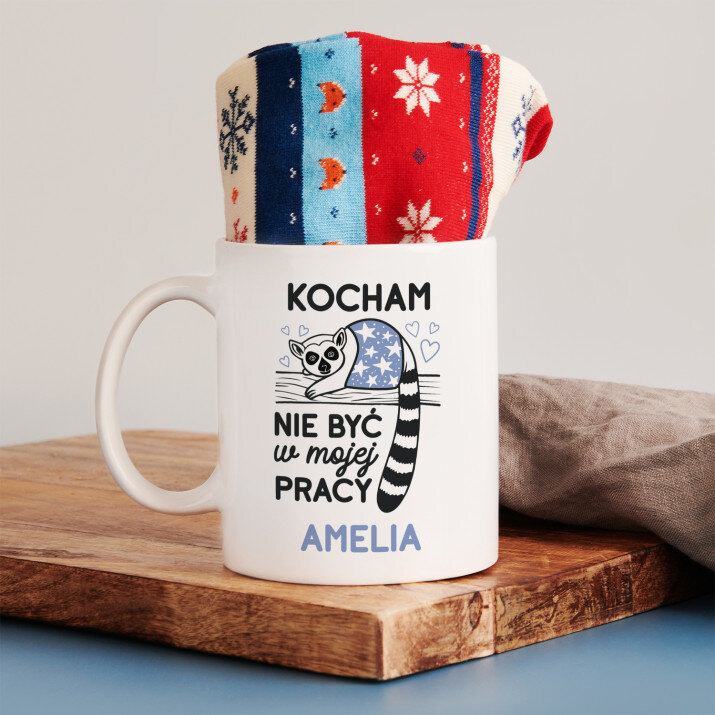 Kocham nie być w pracy - Zimowe skarpetki w kubku