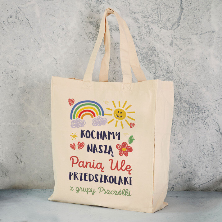 Kochamy naszą przedszkolankę - Torba Bawełniana z Nadrukiem Kochamy naszą przedszkolankę - Torba Bawełniana z Nadrukiem