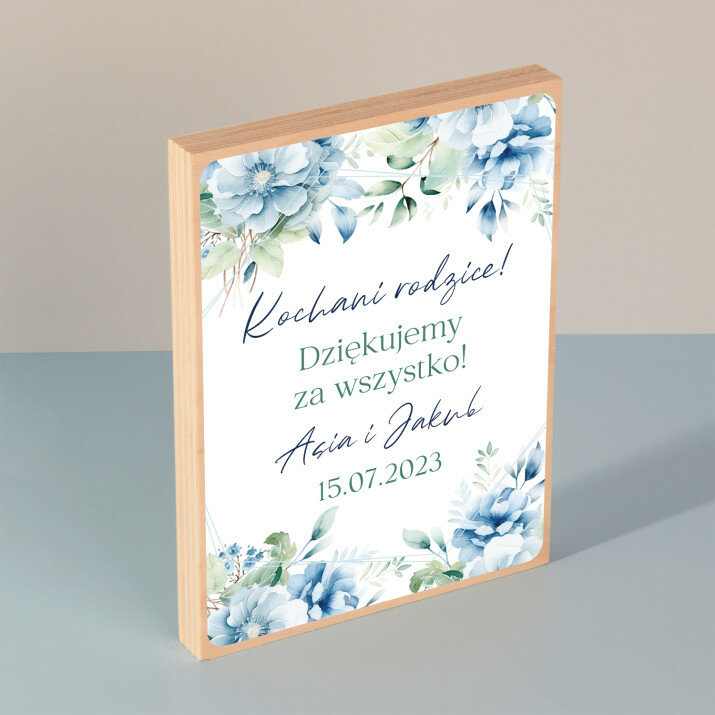 Kochani rodzice! Dziękujemy za wszystko - Wydruk na drewnie