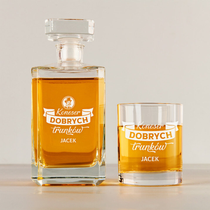 koneser dobrych trunków - Zestaw Grawerowana Karafka 0,7 i Szklanki Do Whisky koneser dobrych trunków - Zestaw Grawerowana Karafka 0,7 i Szklanki Do Whisky