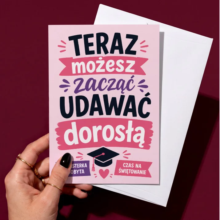 Kartka z Życzeniami Na Zakończenie Studiów Dla Magistra Kobiety: Magisterka Z Humorem Kartka z Życzeniami Na Zakończenie Studiów Dla Magistra Kobiety: Magisterka Z Humorem