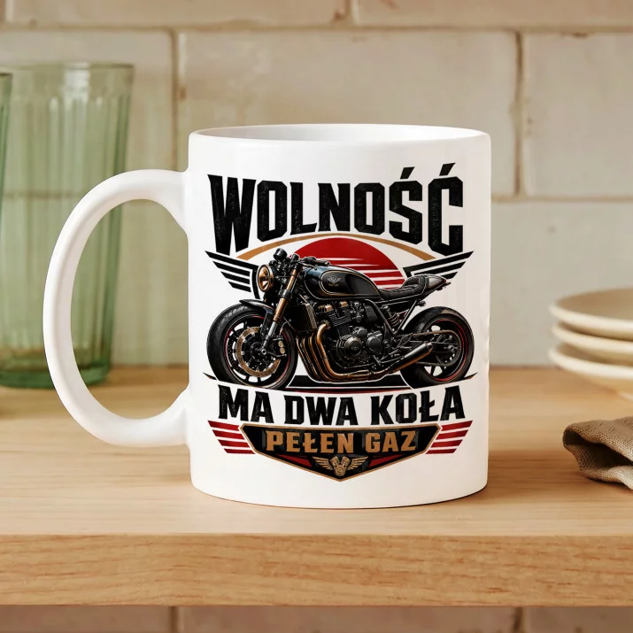 Kubek Z Nadrukiem Dla Motocyklisty Prezent Dla Mężczyzny: Wolność Kubek Z Nadrukiem Dla Motocyklisty Prezent Dla Mężczyzny: Wolność