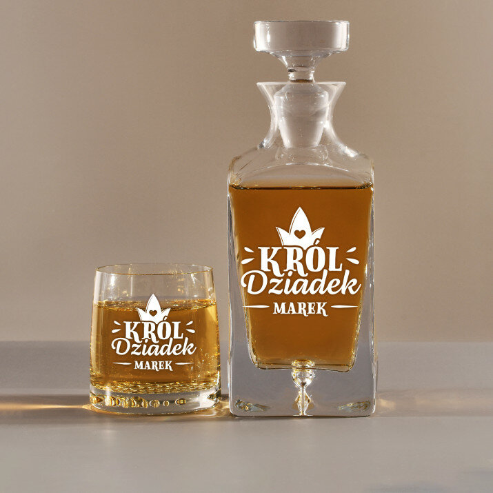 Król dziadek - Zestaw Grawerowana Karafka I Szklanki Do Whisky Król dziadek - Zestaw Grawerowana Karafka I Szklanki Do Whisky