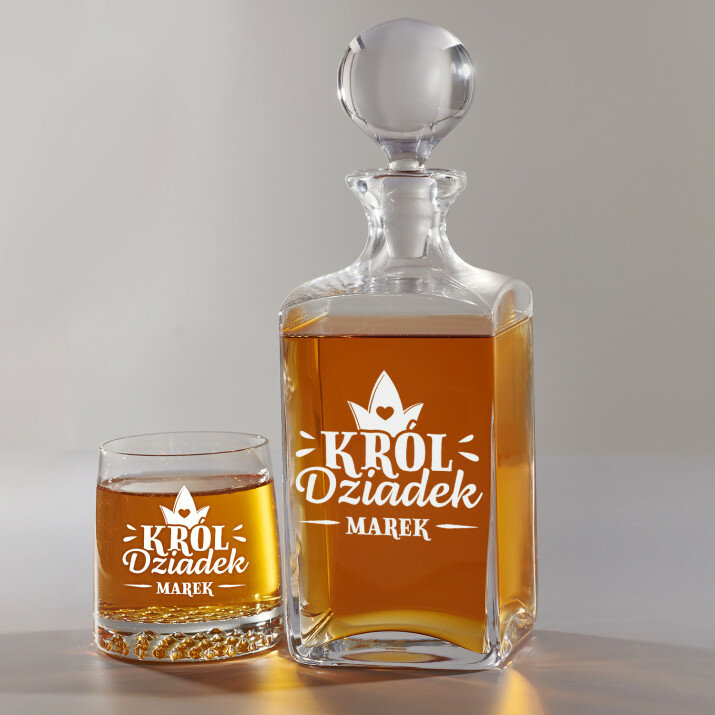 Król dziadek - Zestaw Grawerowana Karafka I Szklanki Do Whisky