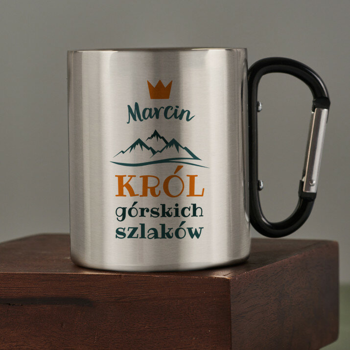 Król górskich szlaków - Kubek metalowy z karabińczykiem