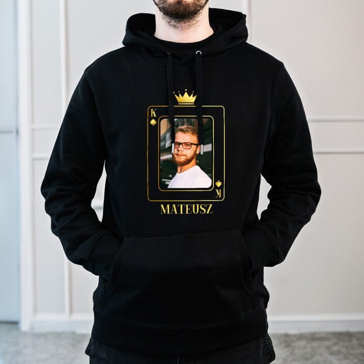 Król karta - Bluza męska czarna z kapturem