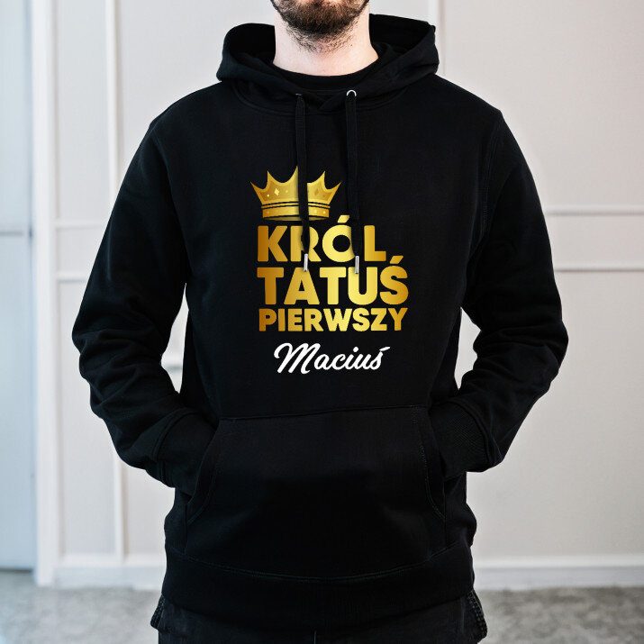 Król tatuś pierwszy - Bluza męska czarna z kapturem