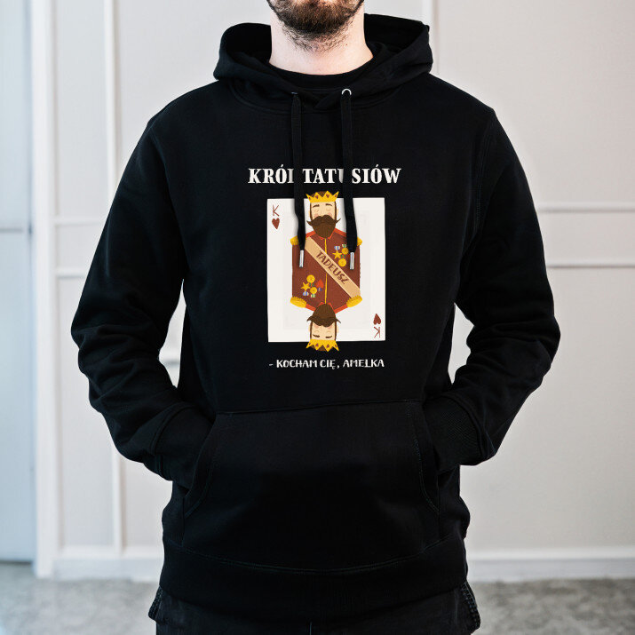 Król tatusiów - Bluza męska czarna z kapturem