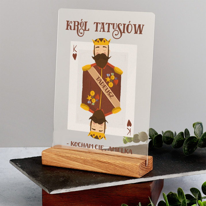 Król tatusiów - Wydruk na szkle akrylowym z podstawką