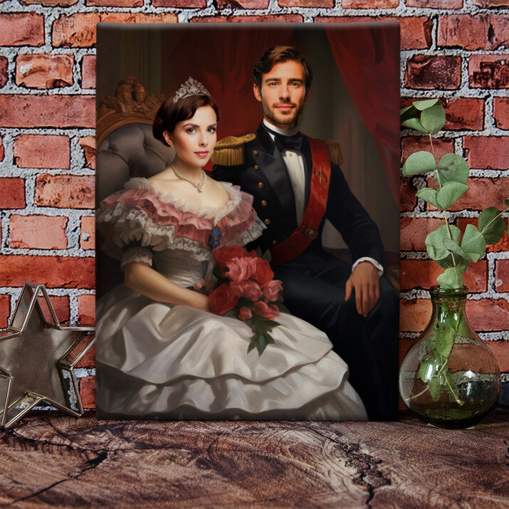 Królewska para na tronie - Królewski portret
